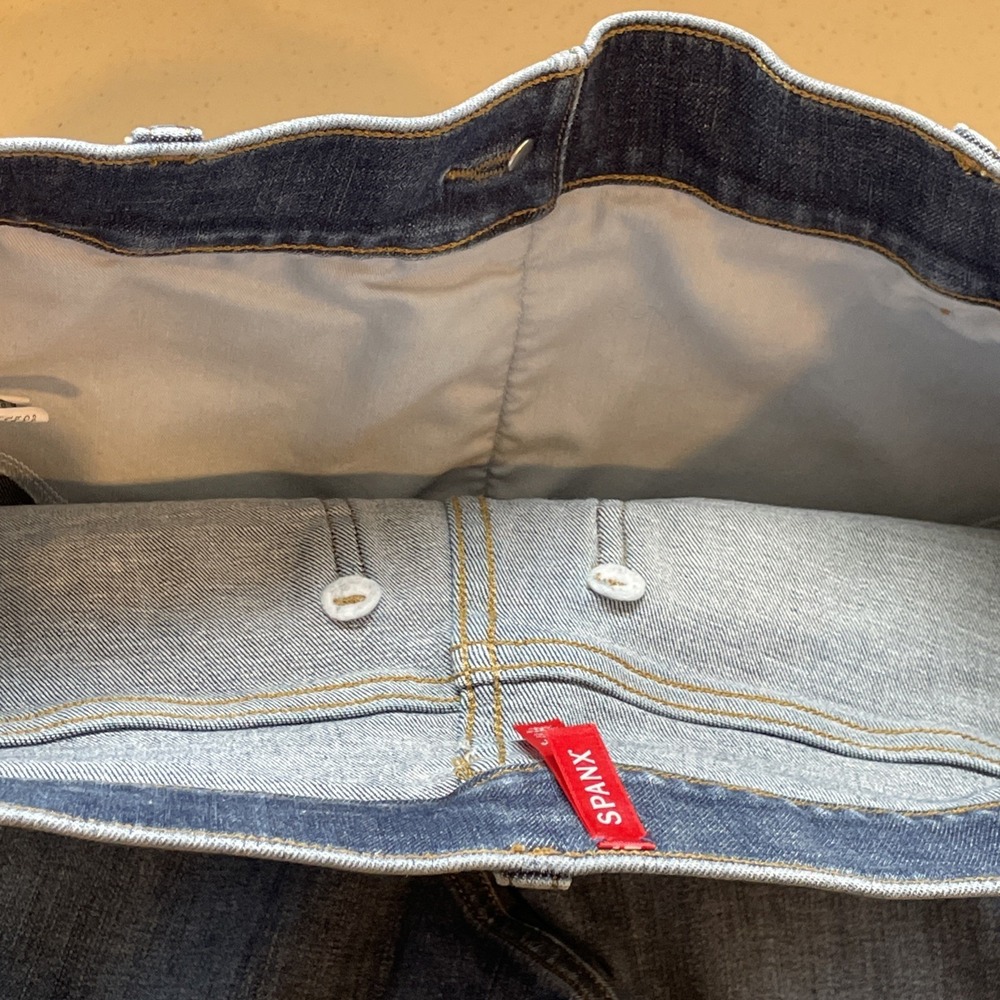 Spanx Air Essential Wide Leg High Rise Patch Pocket Jeans Pull-On Size M Stretch - Picture 15 of 16